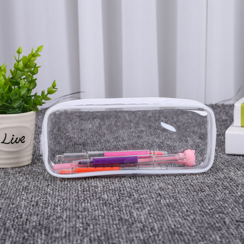 Suministro directo de fábrica caja de lápiz de PVC personalizado bolsa de almacenamiento de cremallera de PVC bolsa de papelería bolsa de lápiz de plástico transparente personalizado LO