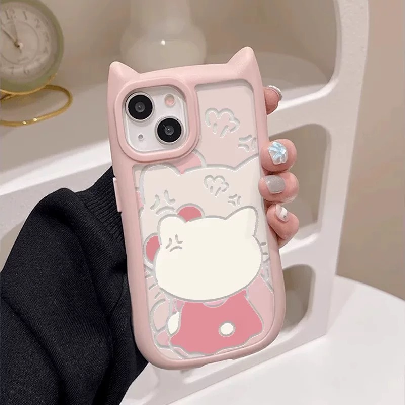 後ろ姿kt猫はリンゴ16/15携帯ケースiphone14 proma x転倒防止13/12女xrアニメを適用している|undefined