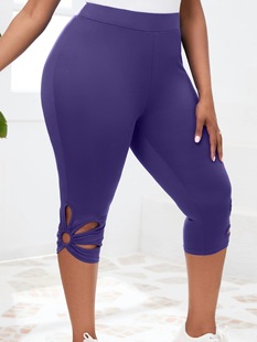 European and American New Style Leggings Cross-Border Amazon Women's Solid Color Hollow Comfortable Sports Casual Leggings Capri Pants