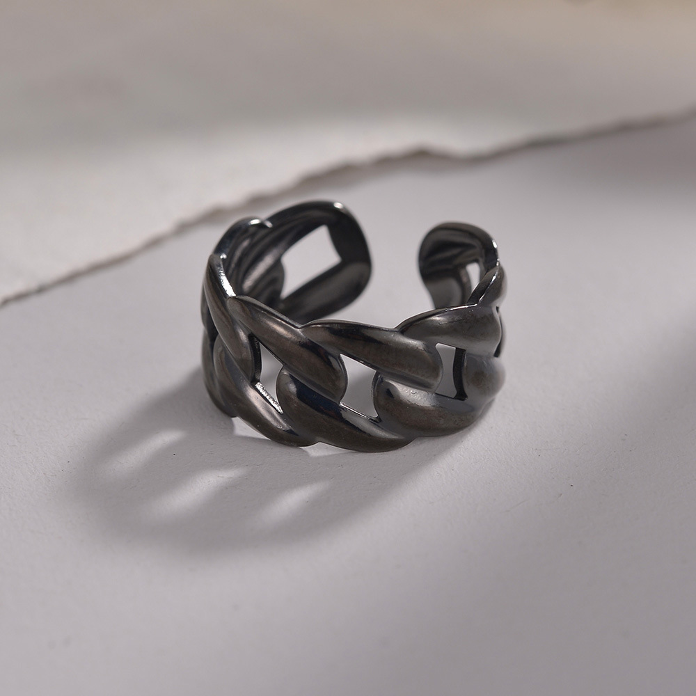 Adjustable Ring Size 1 Piece Quantity Wholesale Jewelry Simple Style Geometric Solid Color 201 Stainless Steel Gold Plated Plating Hollow Out Open Ring