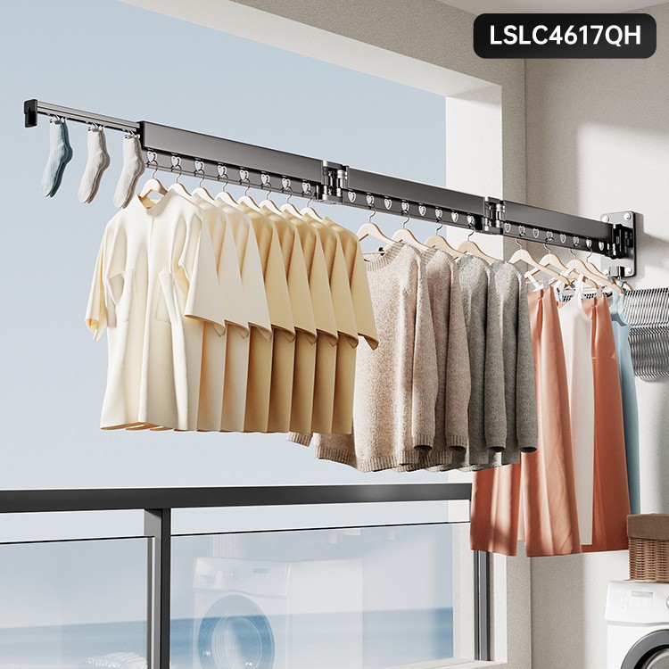 건그레이 4단 옷걸이 수납모델/방풍홀 24개 + 방풍양말클립