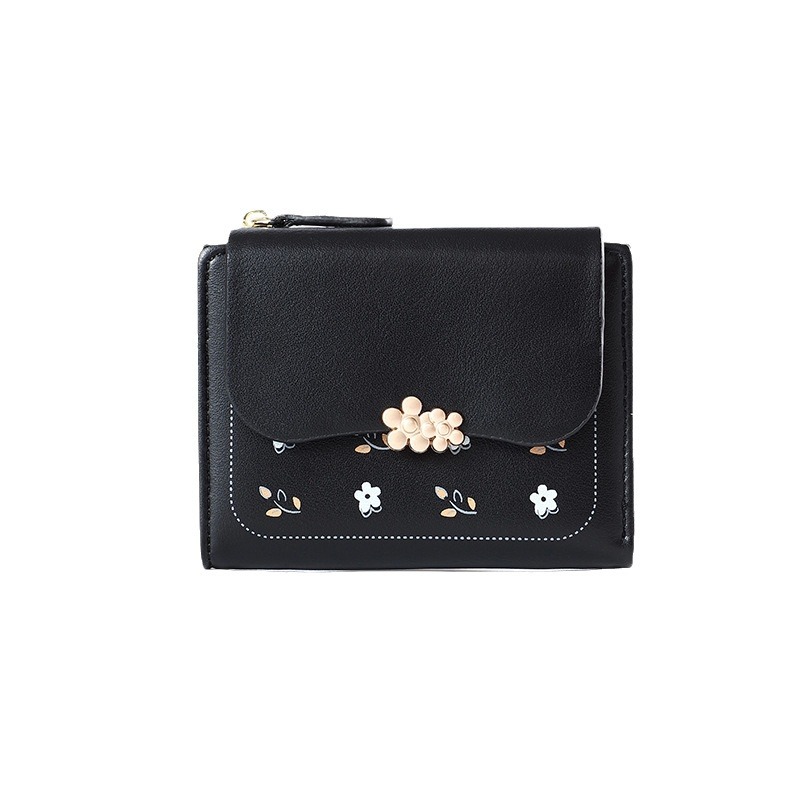 Nueva cartera de las mujeres corto simple impreso titular de la tarjeta 2024 billetera transfronteriza cremallera monedero al por mayor