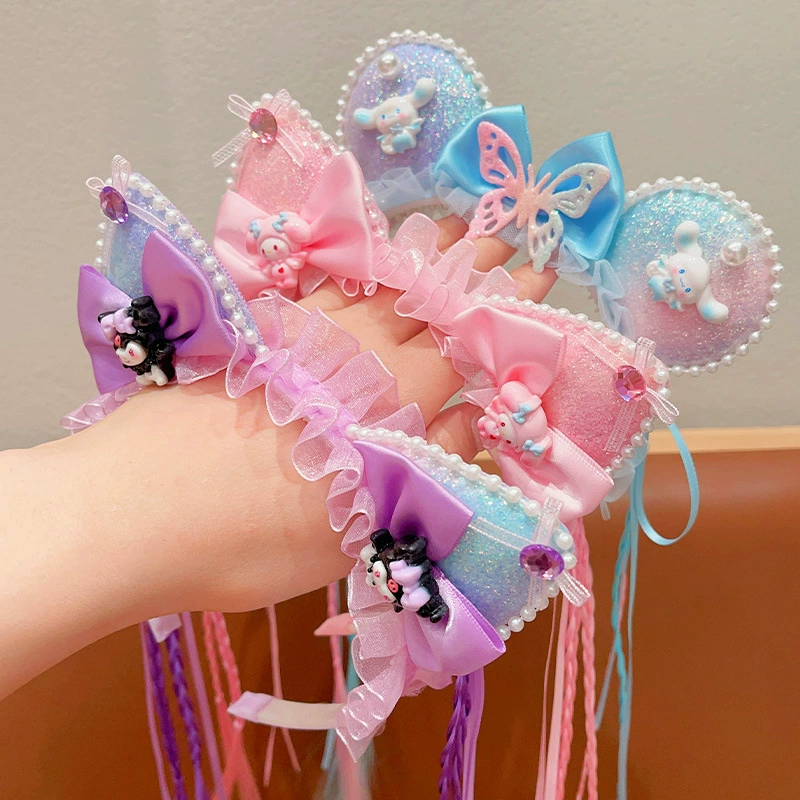 Sanrio, детский парик, ободок с бантом, нескользящий аксессуар для волос