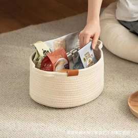 日系棉绳编织收纳篮桌面水果零食储物篮多功能卧室衣物筐脏衣篮