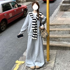 套装黑色带披肩长袖宽松卫衣女叠穿披肩秋冬新款休闲长