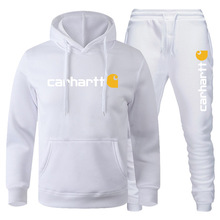 2025新款男士套装跨境套头卫衣运动套装时尚抓绒男士印花连帽衫