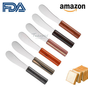 Stainless steel cheese knife, butter knife cheese cheese knife, butter knife color wood handle noodle bread jam knife