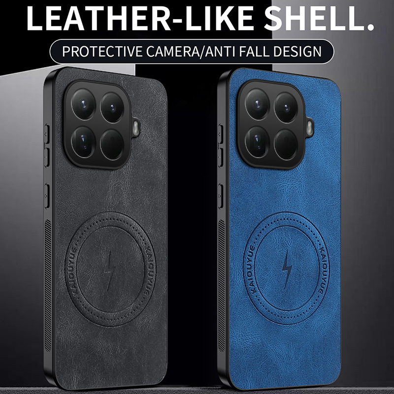 适用Xiaomi15T手机壳鑫纳帕纹17闪电磁吸POCO F8PRO肤感跨境壳