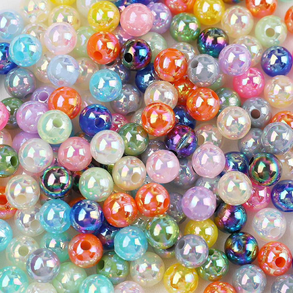 Solid Color Plated Ab Perforated Round Beads, Colorful Straight Hole Beads, DIY Necklace, Bracelet, Jewelry, Mobile Phone Chain, Beaded Material Beads