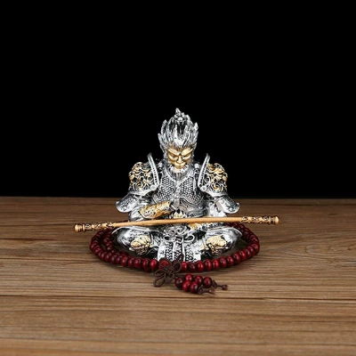 Ornaments Monkey King Buddha, Car ornaments - sun-wukong-ornaments-silver-gold-beads