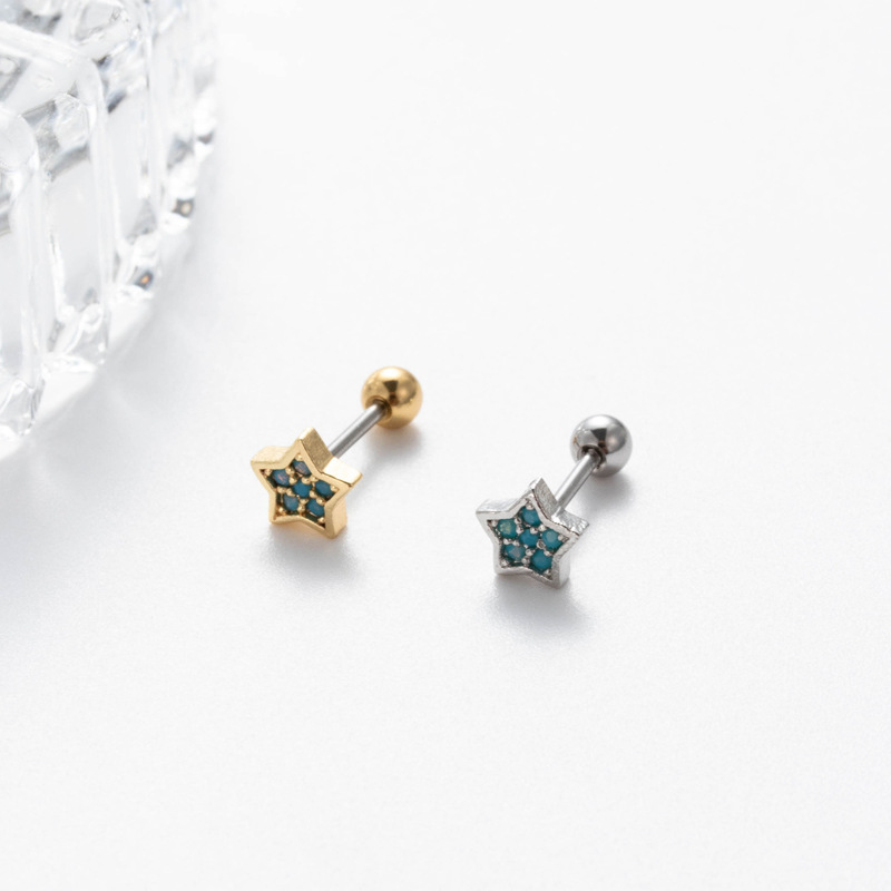 Daily Occasion Copper Material 1 Piece Copper Zircon Ear Cartilage Rings & Studs Star Heart Shape Flower Women'S