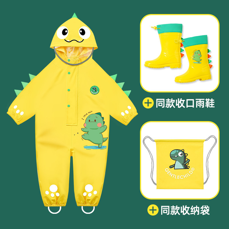 Kindergarten Group Buying recommend 2025 New Children's conjoined Raincoat Convenient Toilet Thickened Full Body Raincoat