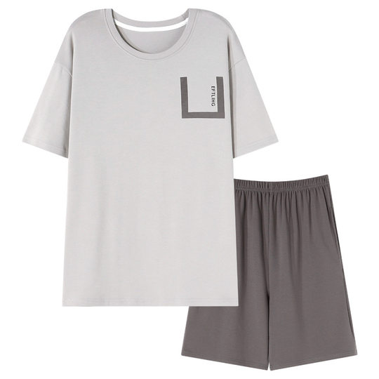 Modal Pajamas Men's Summer Ice Silk Short-sleeved Shorts High-end Casual Outwear plus size Cool-feeling Home Clothes