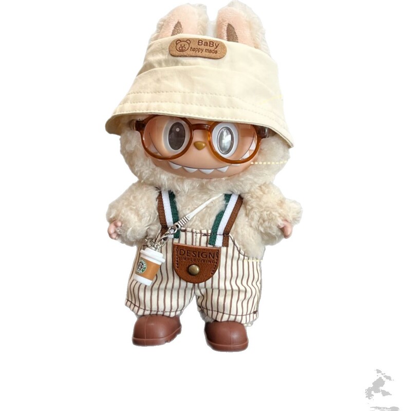第一世代、第二世代、第三世代のラブブベビー服に適したペンダント 17cm 個、ストライプのオーバーオール、ハンサムな着替え服|undefined