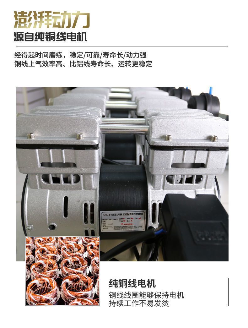 Otus High-Power Oil-Free Silent Air Compressor Woodworking Spray Paint High-Pressure Air Pump Air Compressor 220V