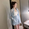2022 summer new pattern Mermaid shirt coat Korean Edition Versatile Thin section Cardigan Sunscreen shorts Two piece set