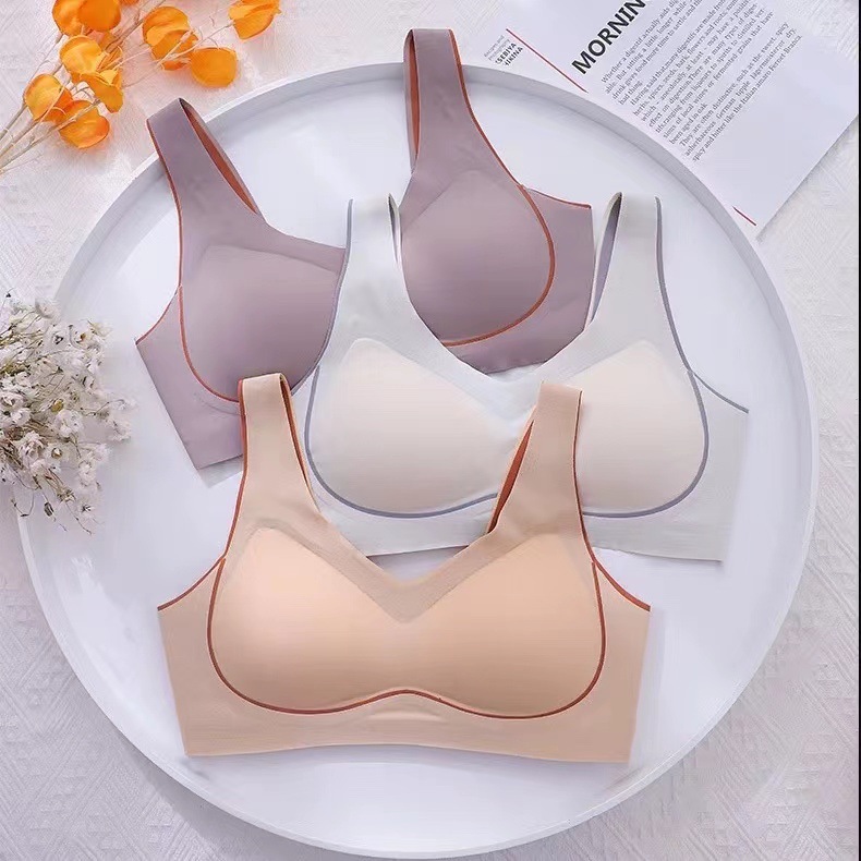 无痕冰丝内衣女大胸显小排扣薄款防下垂收副乳无钢圈大码文胸胸罩