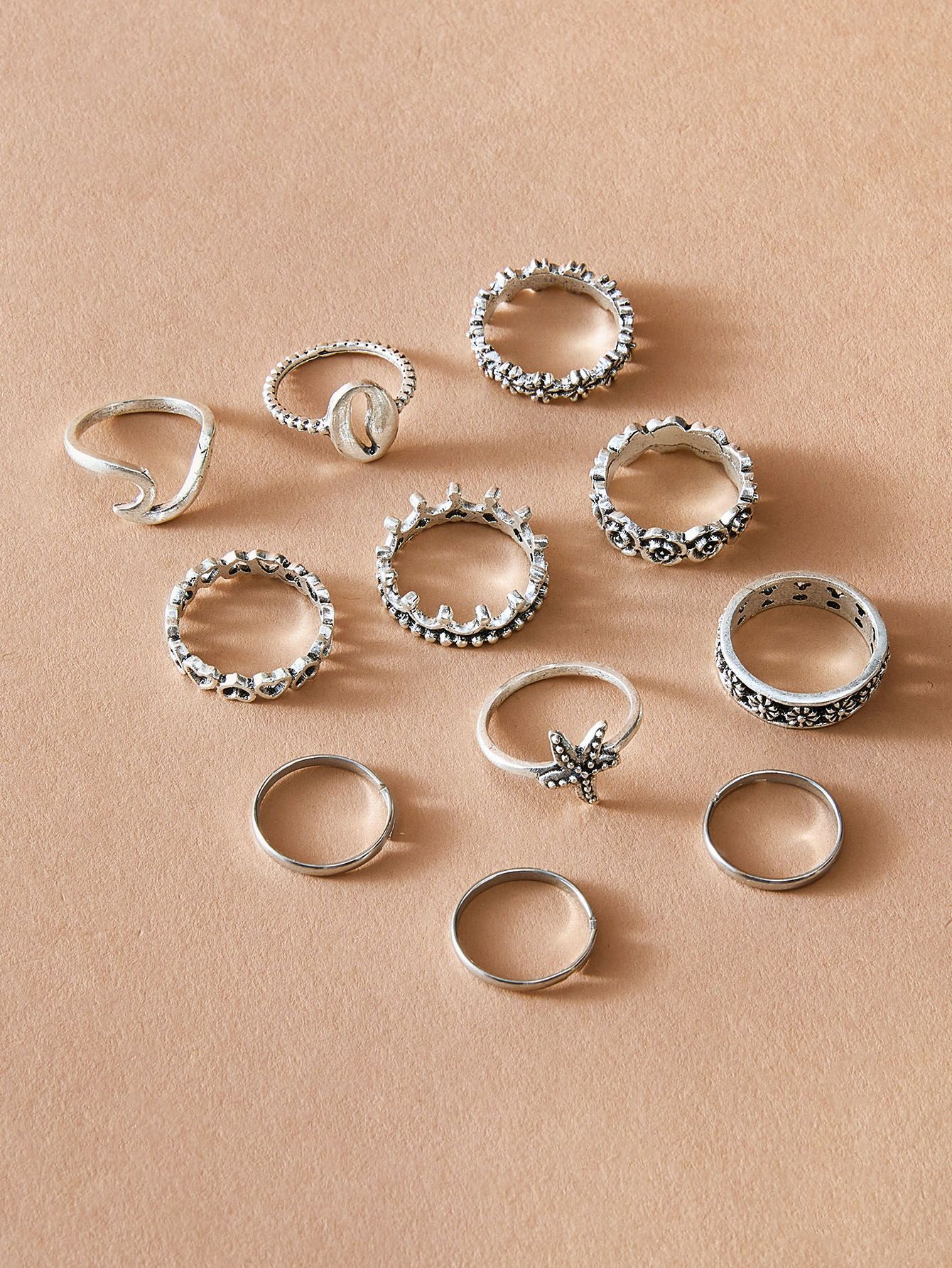 Fashion Starfish Crown Flower Alloy Plating Rings