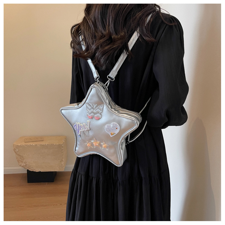 Women's Medium Pu Leather Letter Star Butterfly Streetwear Zipper Fashion Backpack display picture 8