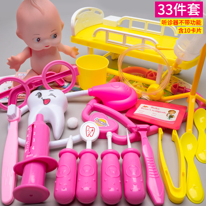 Los niños juegan a las casitas pequeño doctor juego de juguete chica enfermera herramienta inyección caja médica estetoscopio Masculino