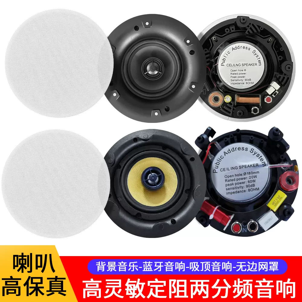 跨境家庭背景音乐两分频窄边吸顶环绕声喇叭蓝牙播放定阻商用音响