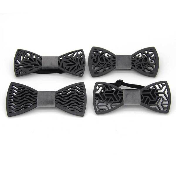 Men's black wooden fashionable bow tie handmade