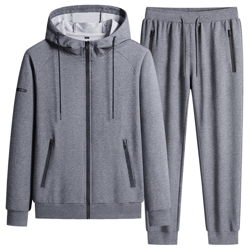 Suéter transfronteriza de primavera y otoño con capuzas de dos piezas de algodón puro juego deportivo casual para correr abrigo de ropa deportiva casual