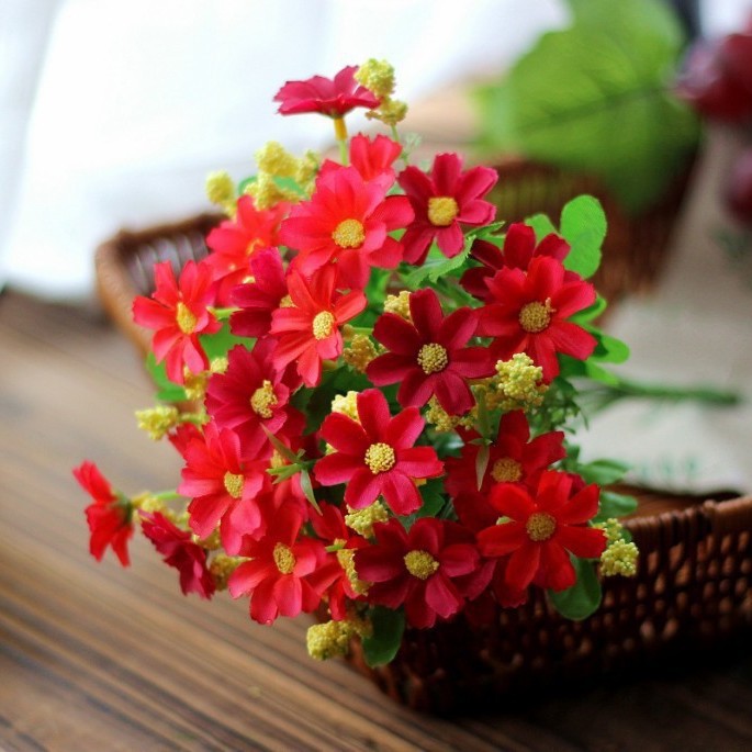 Al Aire Libre floral 28-cabeza crisantemo Daisy 7-tenedor flor artificial flor decorativa Flor de seda flor falsa Flor de plástico fresco