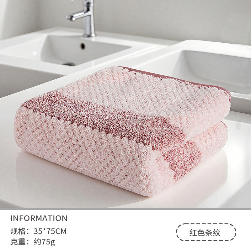 Nueva piña tela escocesa a rayas toalla engrosada toalla de cara absorbente borde no-algodón a rayas toalla de secado al por mayor