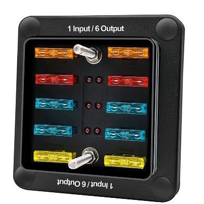 一进6出6路保险盒 32V20A多路防水保险丝盒带LED指示灯配贴纸批发