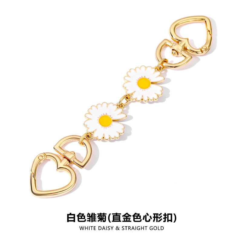 H- 7.75kg 화이트 데이지 스트레이트 골드 하트 모양 버클 체인 16CM