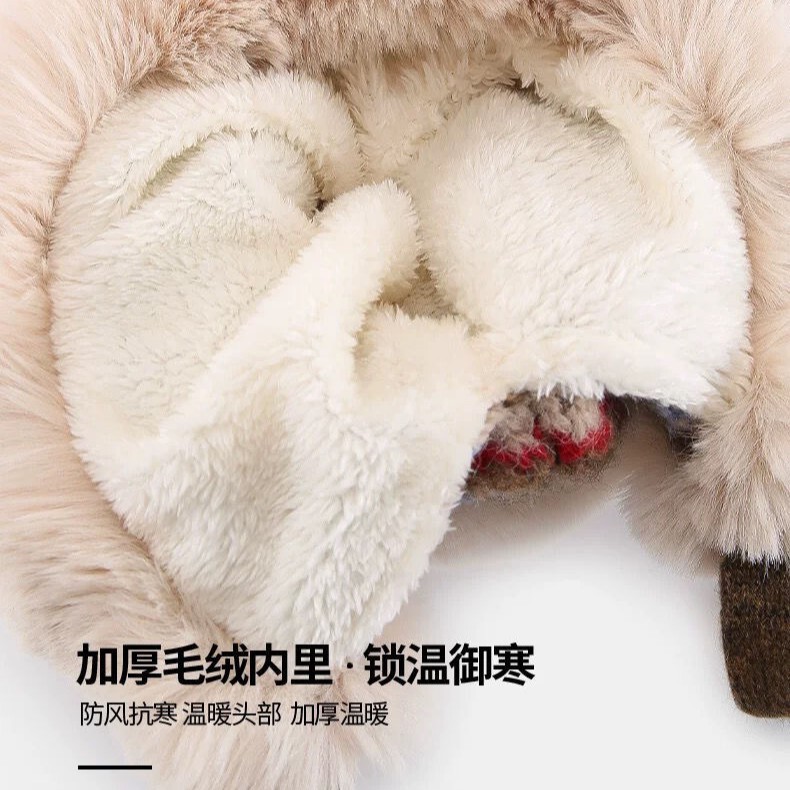 毛绒针织帽女秋冬季保暖加厚防寒甜美球球复古民族风护耳毛线帽子|undefined