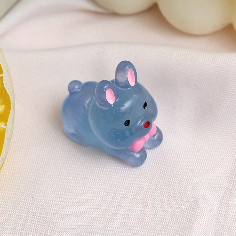 Nuevo luminoso tridimensional conejito diy crema pegamento accesorios hechos a mano accesorios de resina hielo transparente luminoso conejo al por mayor