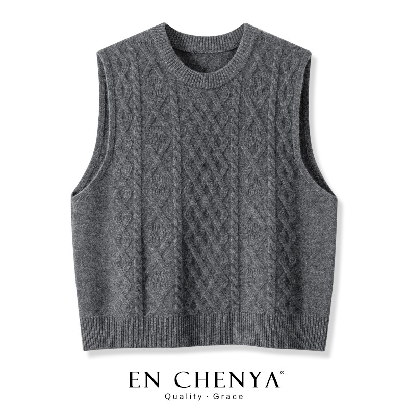 Aria Basics Clearance Bargain~ Exclusive European Wool Vest For Women, Autumn And Winter Layering, Round Neck Sweater Vest, Knitted_ecoleips.com