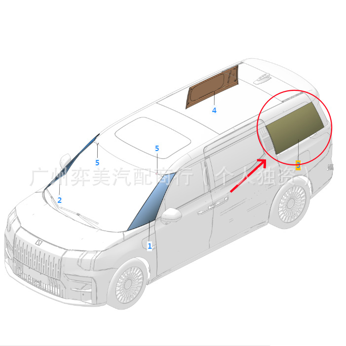 8889344452 Left 8889344486 Right Suitable for Zeekr009 Rear Window Triangular Glass