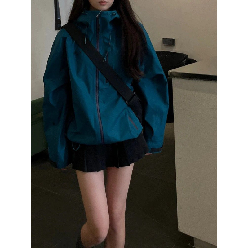 American Retro Windproof Waterproof Laminated Hard Shell Jacket for Men and Women 2024 Spring and Autumn Outdoor Jacket Trendy Brand