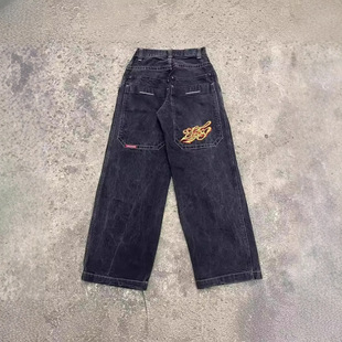Y2K Jeans Streetwear Harajuku Hip Hop Retro Punk Embroidered Loose Jeans Men's High Waist Wide Leg Pants