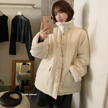i miss韩标2025冬季设计感毛毛领拼接立领羽绒服女加厚保暖外套