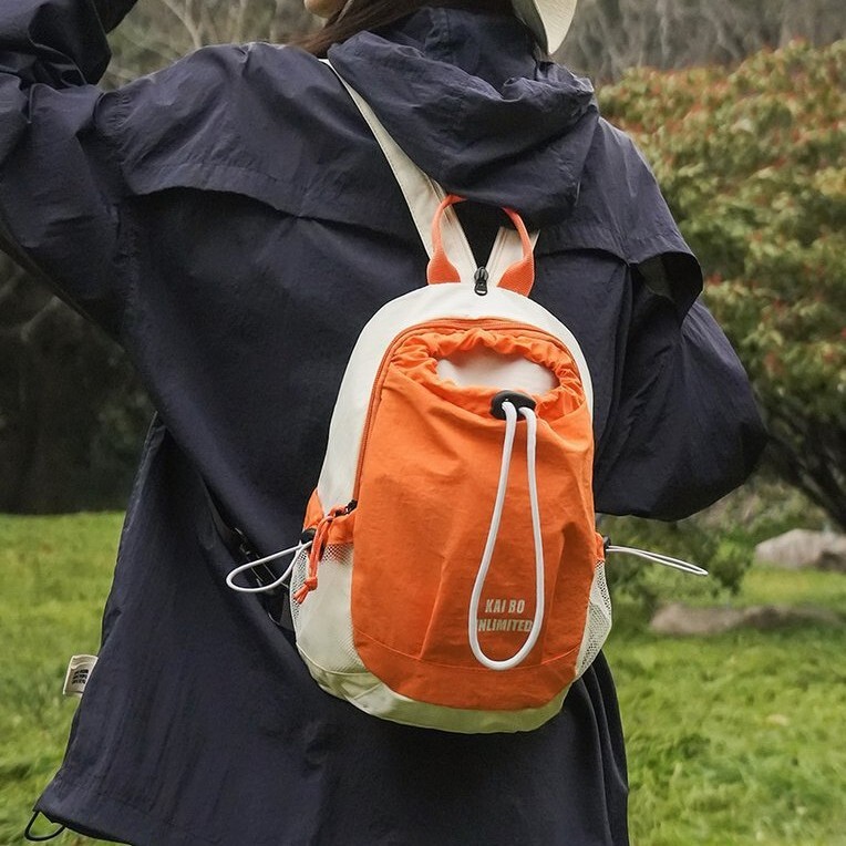 Outdoor Hiking Lightweight Water Bottle Chest Bag, Unisex Drawstring Shoulder Bag, Casual Travel Hiking Color-Blocking Phone Crossbody Bag