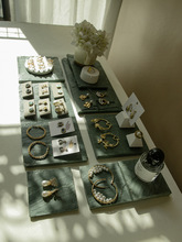 創意綠色石材項鏈架子展示架耳環飾品戒指擺放托墊櫃台陳列道具