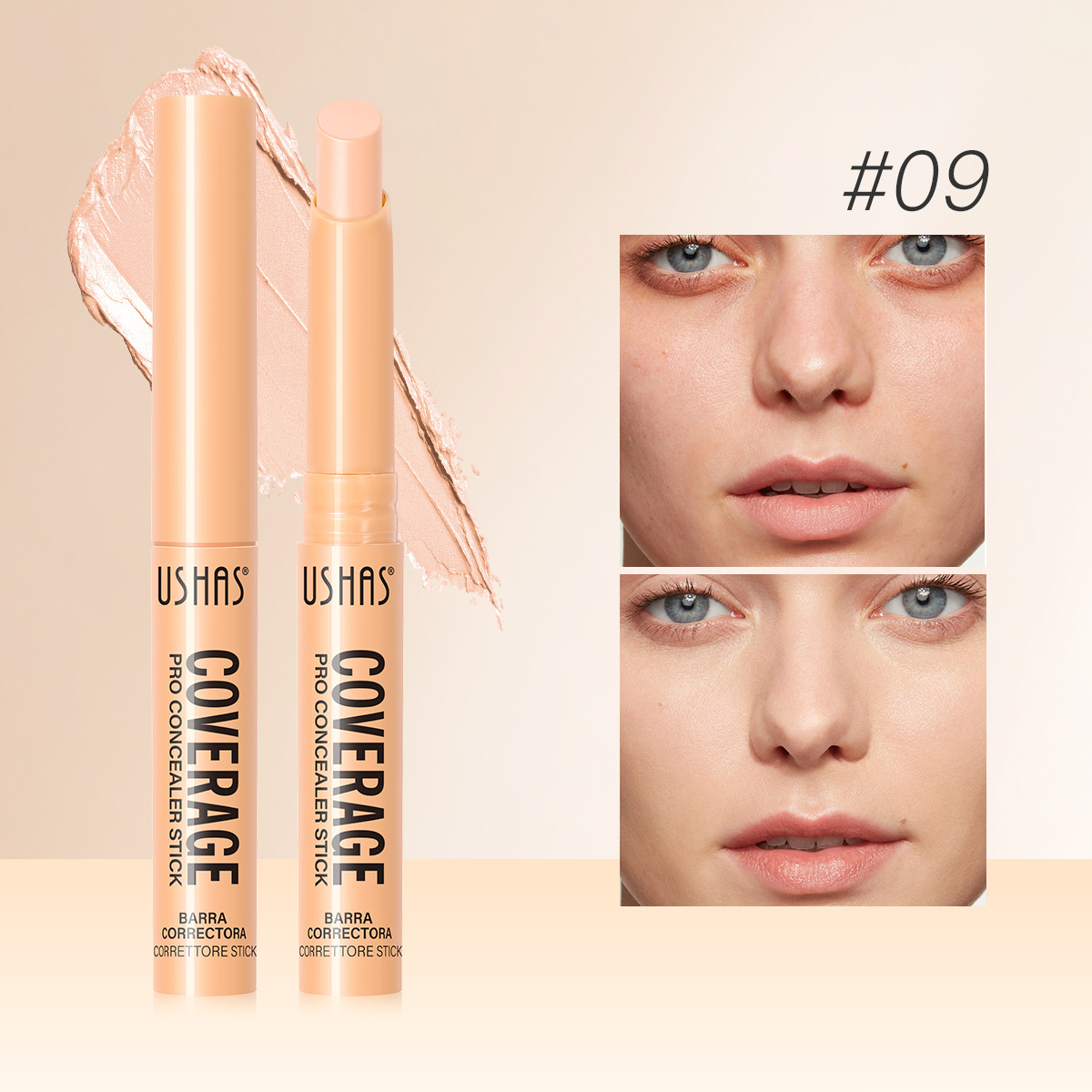 USHAS Europa y los Estados Unidos transfronterizos spot varilla impermeable a largo plazo natural reparar el maquillaje estereoscópico UC058A + B