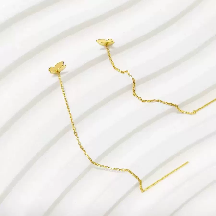 18-каратное золото, кисточка в виде бабочки, волшебный стиль, серьги из золота AU750, элегантные простые украшения, китайский подарок на День святого Валентина