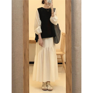 French Loose Slit Suit Vest Long-Sleeved Dress 2024 Spring and Summer New High-End Niche Slimming Look Two-Piece Set
