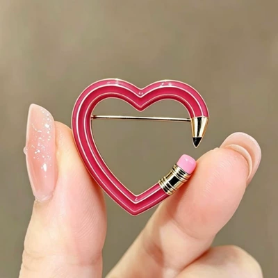 Yaxa sancaqları pencil brooch, fun hollow-out - rose-red