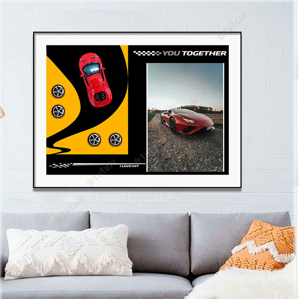 Modelo de coche pintura decorativa sala de estar Fondo pared pintura decorativa pintura tridimensional hecha a mano dormitorio moda tienda de juegos atmósfera de dibujos animados