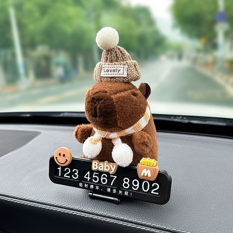 Cute capibara delfin de agua coche estacionamiento temporal placa de número de automóvil placa de teléfono de automóvil accesorios interiores