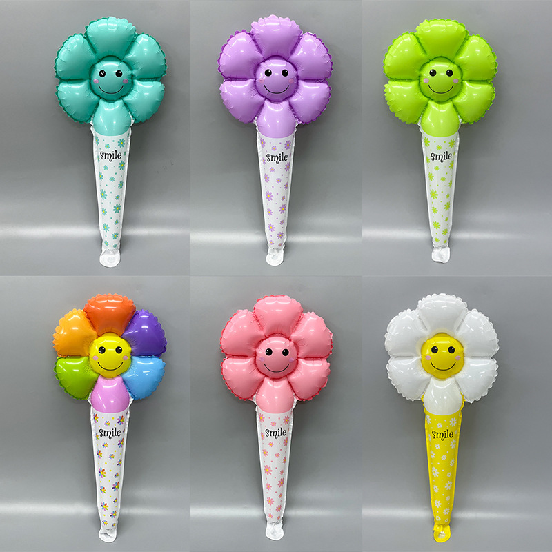 Carefully Selected In-Stock Daisy Balloon Flowers with a Stick for Holding, Birthday Party Photo Props, Chrysanthemum Hand-Held Balloon Stick