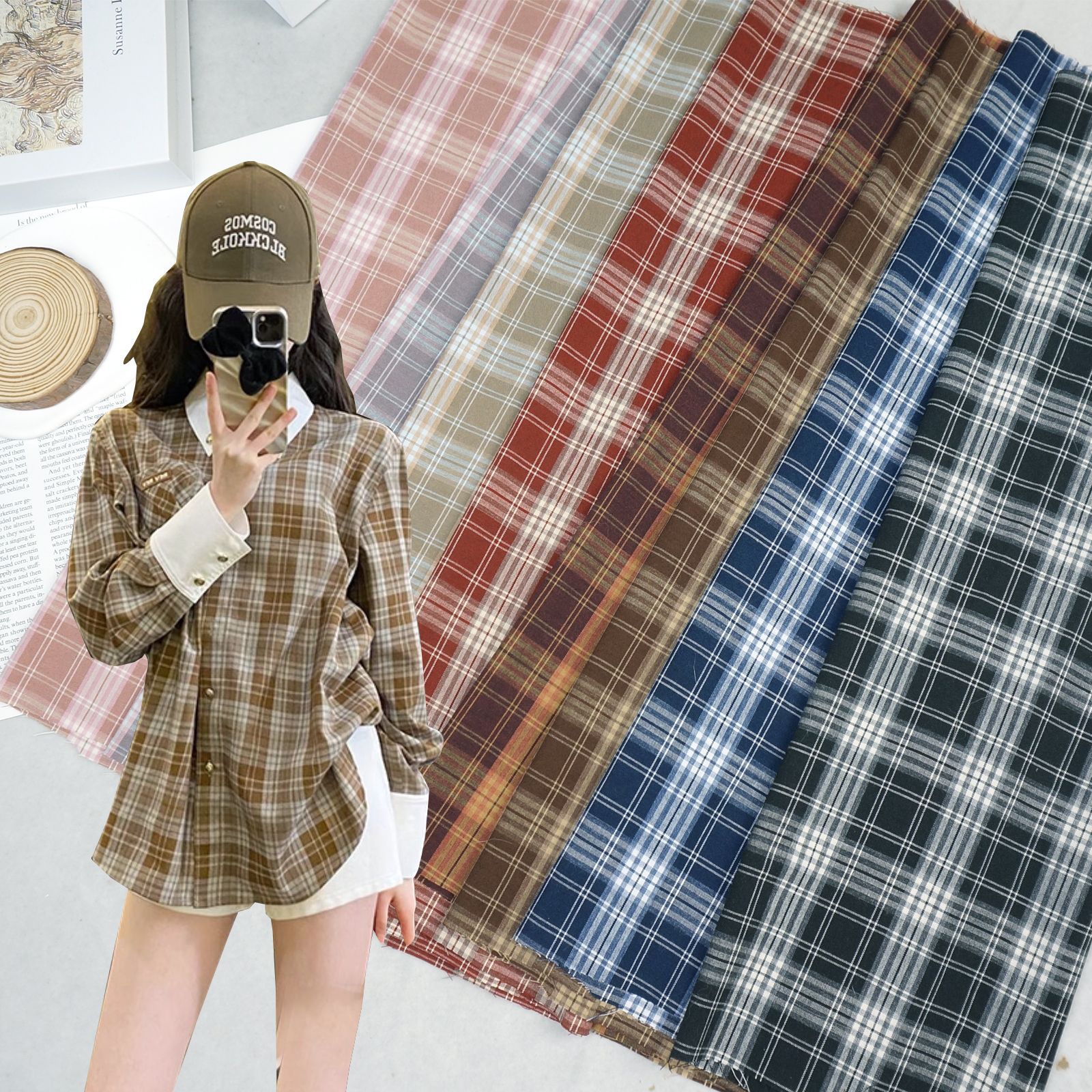 新春夏连衣裙格子面料 TR弹力休闲衬衫格子布 阔腿裤裤装格纹布料