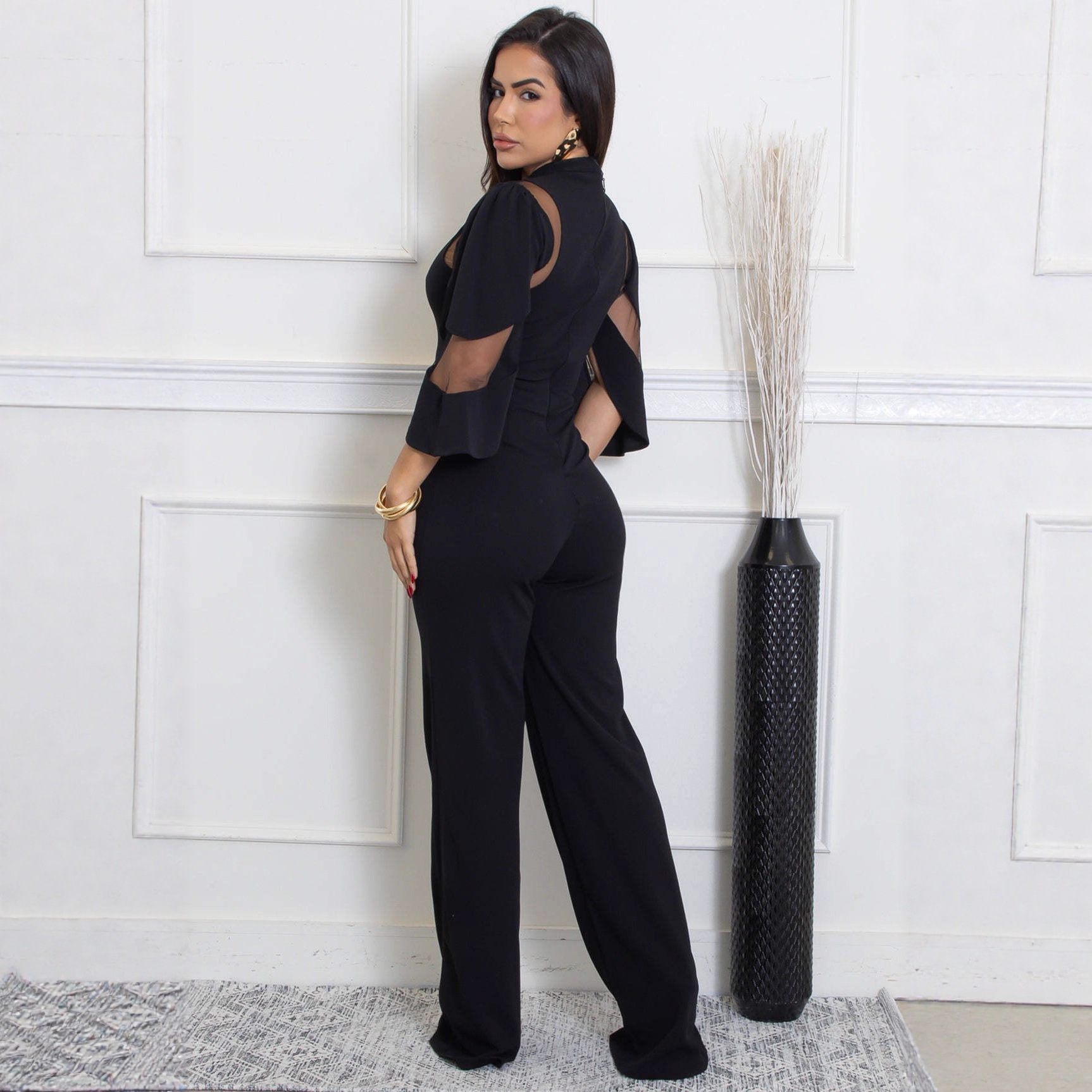 Chic Women's One Shoulder Ruffle Jumpsuit High Waist Loose Fit Fashionable Romper_ecoleips.com
