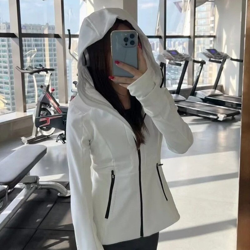 LU IUX Winter Waterproof Hooded Slim Outdoor Jacket fleece-lined Soft Case Jacket Zipper Cardigan Sports Jacket